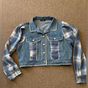 Vintage Miss Me Light Blue Sweater and Denim Jacket